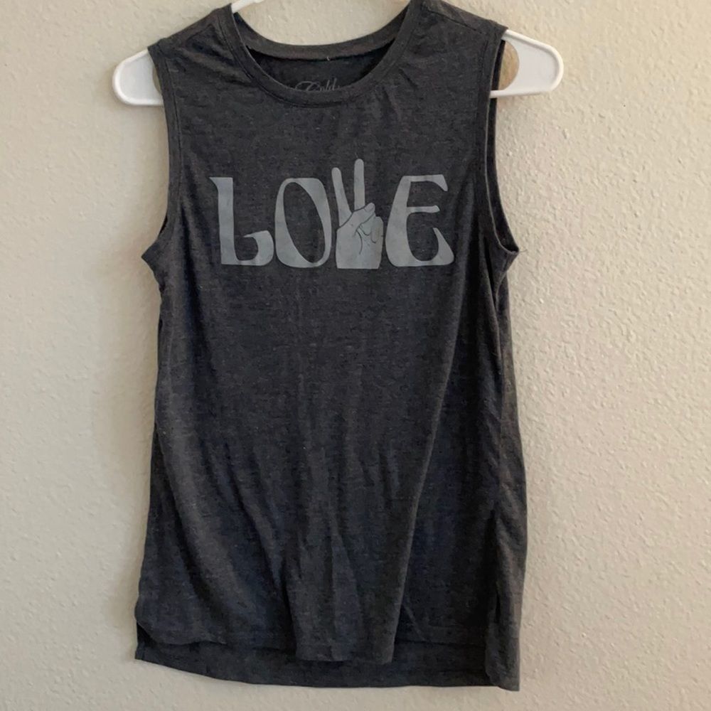 COLD RUSH “LOVE” DARK GREY TANK TOP SIZE S
